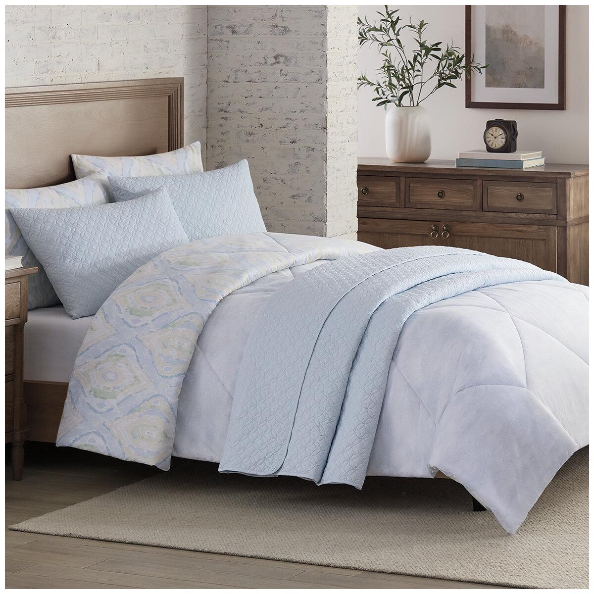 Adorn Home Comforter And Coverlet Queen 6 Piece Set Blue Oliver