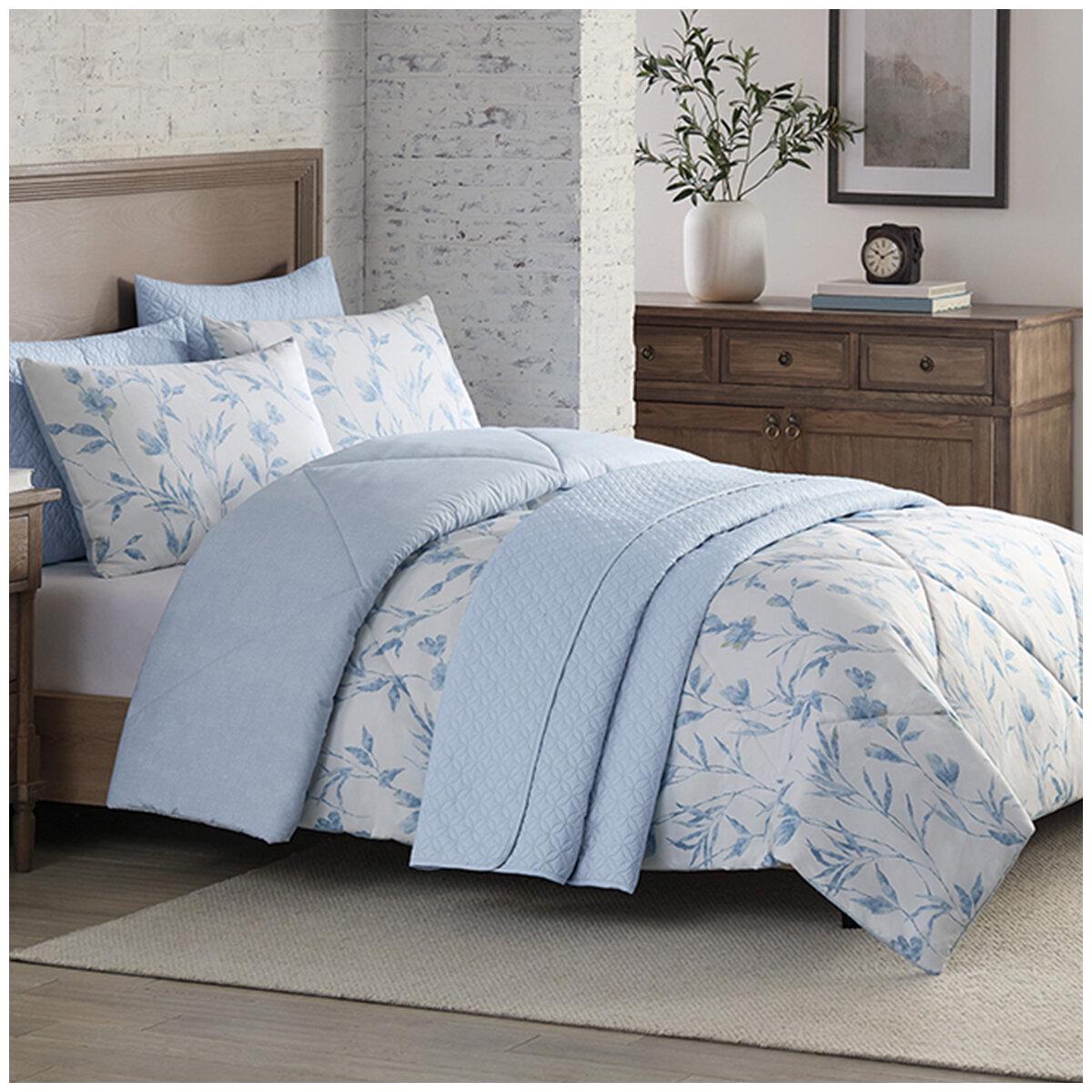 Adorn Home Comforter And Coverlet Queen 6 Piece Set Blue Emilia