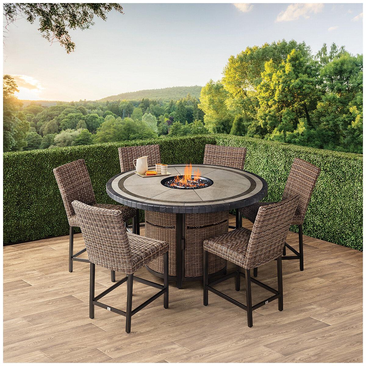 Agio Anderson High Dining Fire 7 Piece Dining Set
