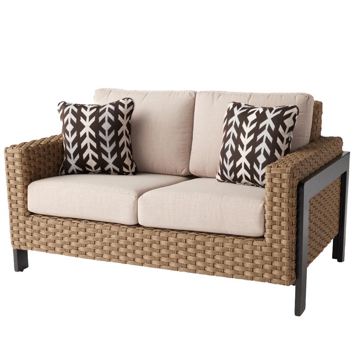 Agio Highcliff Woven Deep Seating With Fireplace Furniture Set 6 Piece
