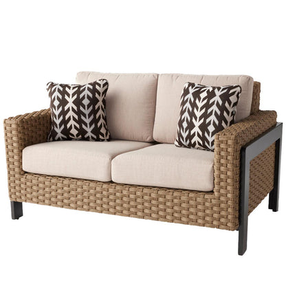 Agio Highcliff Woven Deep Seating With Fireplace Furniture Set 6 Piece