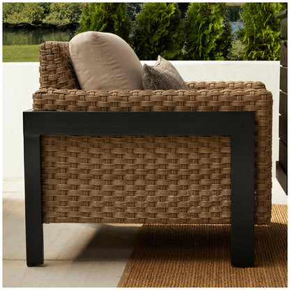 Agio Highcliff Woven Deep Seating With Fireplace Furniture Set 6 Piece