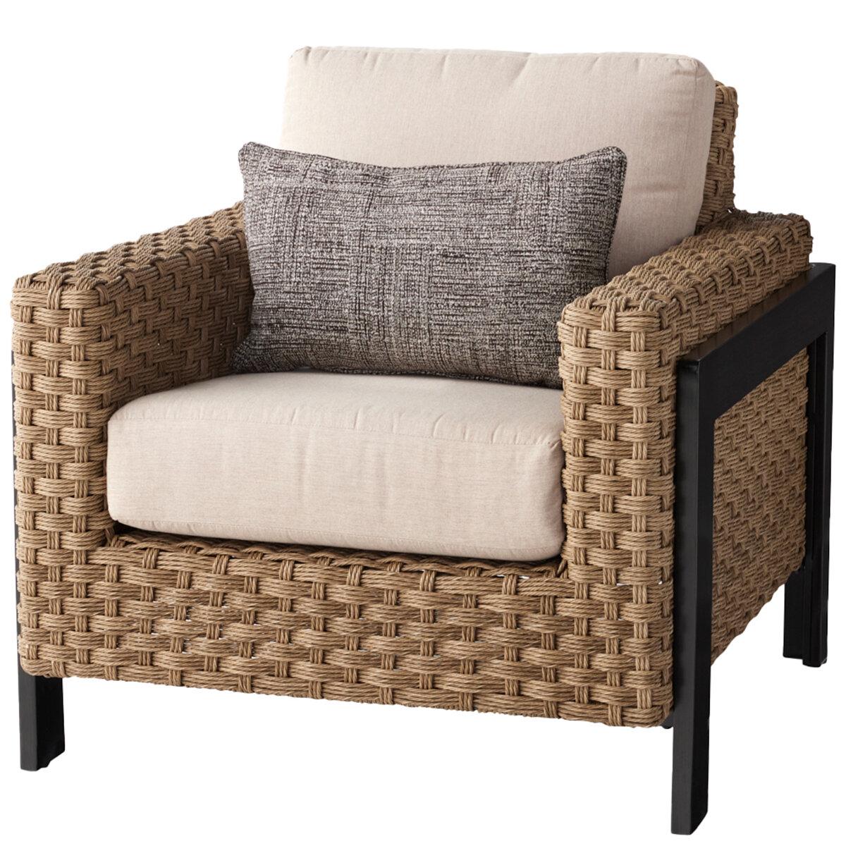 Agio Highcliff Woven Deep Seating With Fireplace Furniture Set 6 Piece