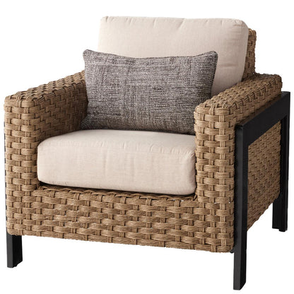 Agio Highcliff Woven Deep Seating With Fireplace Furniture Set 6 Piece