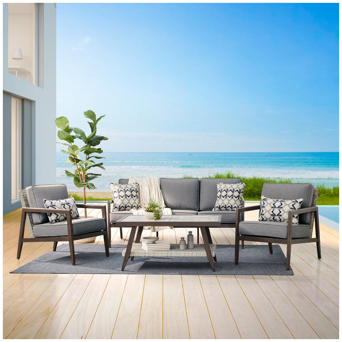 Agio Keats Woven Deep Seating 4 Piece Set