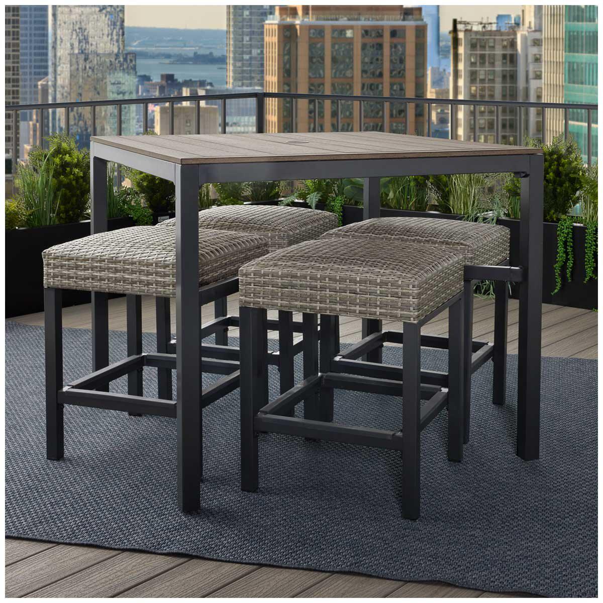 Agio Winlock Woven 5 Piece High Dining Set
