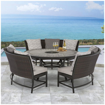 Agio Woven Bench 4 Piece Dining Set