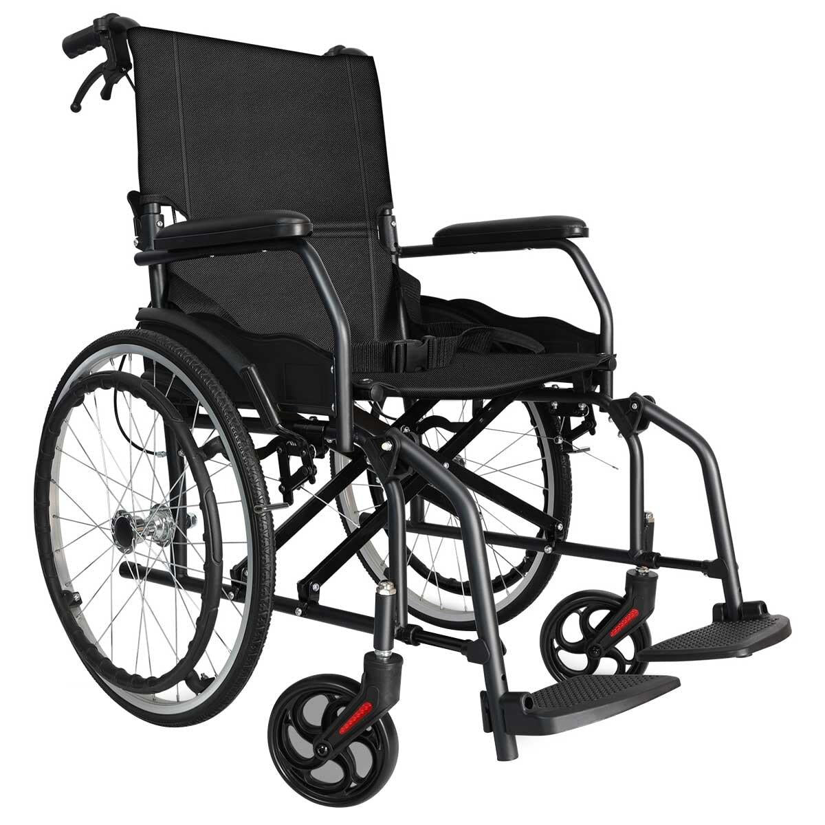 Altus Transport Wheelchair Lightweight Folding Self Propelled 20 Inch Wheel Black
