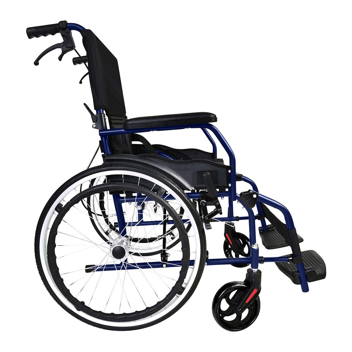 Altus Transport Wheelchair Lightweight Folding Self Propelled 20 Inch Wheel Blue