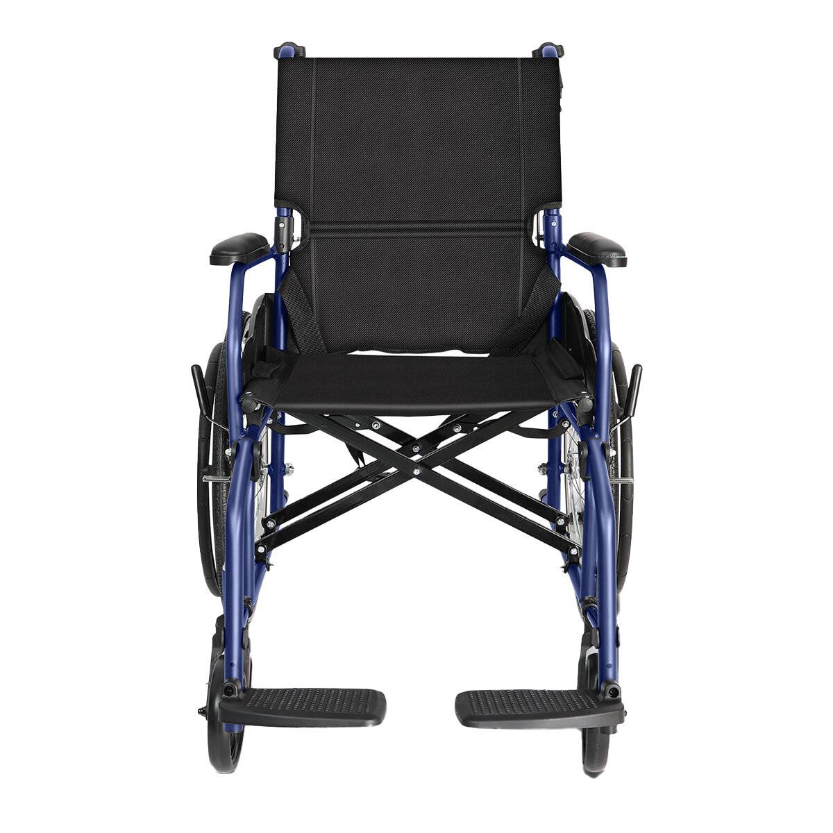Altus Transport Wheelchair Lightweight Folding Self Propelled 20 Inch Wheel Blue