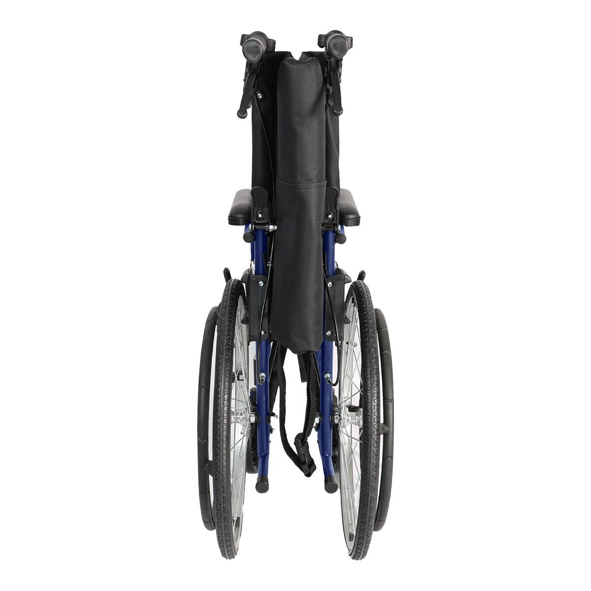 Altus Transport Wheelchair Lightweight Folding Self Propelled 20 Inch Wheel Blue