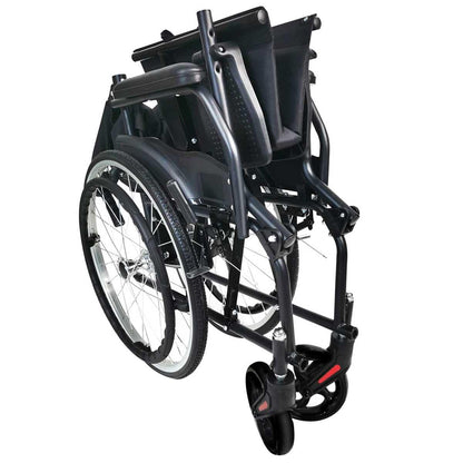 Altus Transport Wheelchair Lightweight Folding Self Propelled 20 Inch Wheel Black