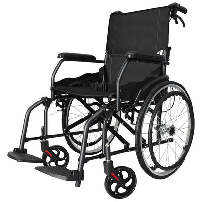 Altus Transport Wheelchair Lightweight Folding Self Propelled 20 Inch Wheel Black