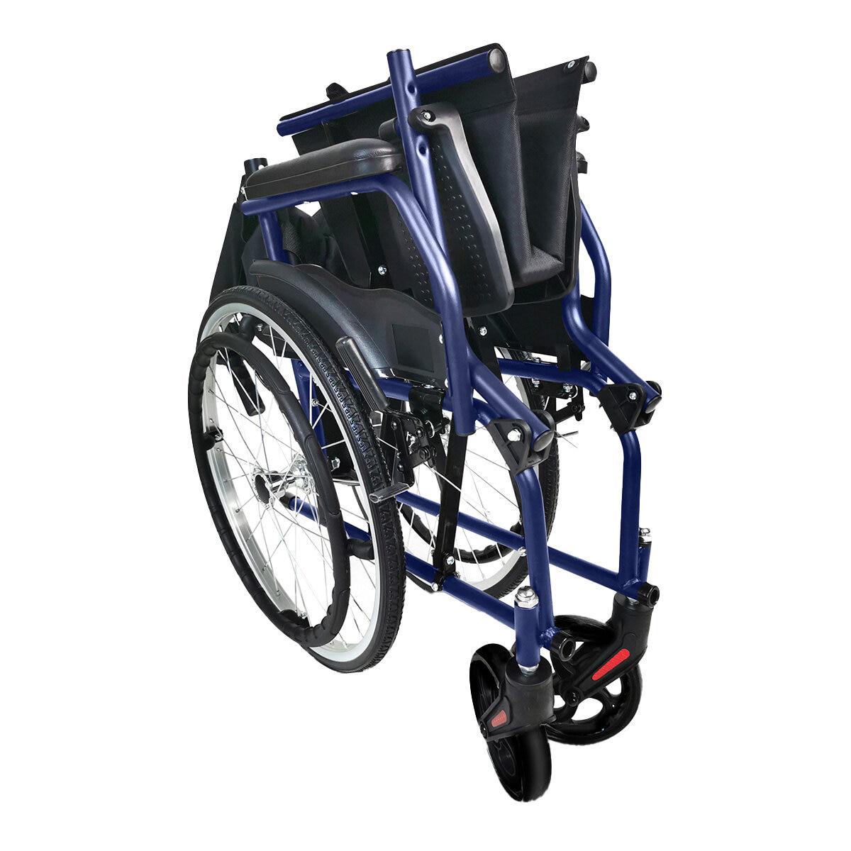 Altus Transport Wheelchair Lightweight Folding Self Propelled 20 Inch Wheel Blue