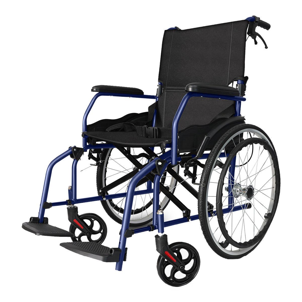 Altus Transport Wheelchair Lightweight Folding Self Propelled 20 Inch Wheel Blue