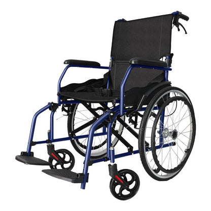 Altus Transport Wheelchair Lightweight Folding Self Propelled 20 Inch Wheel Blue