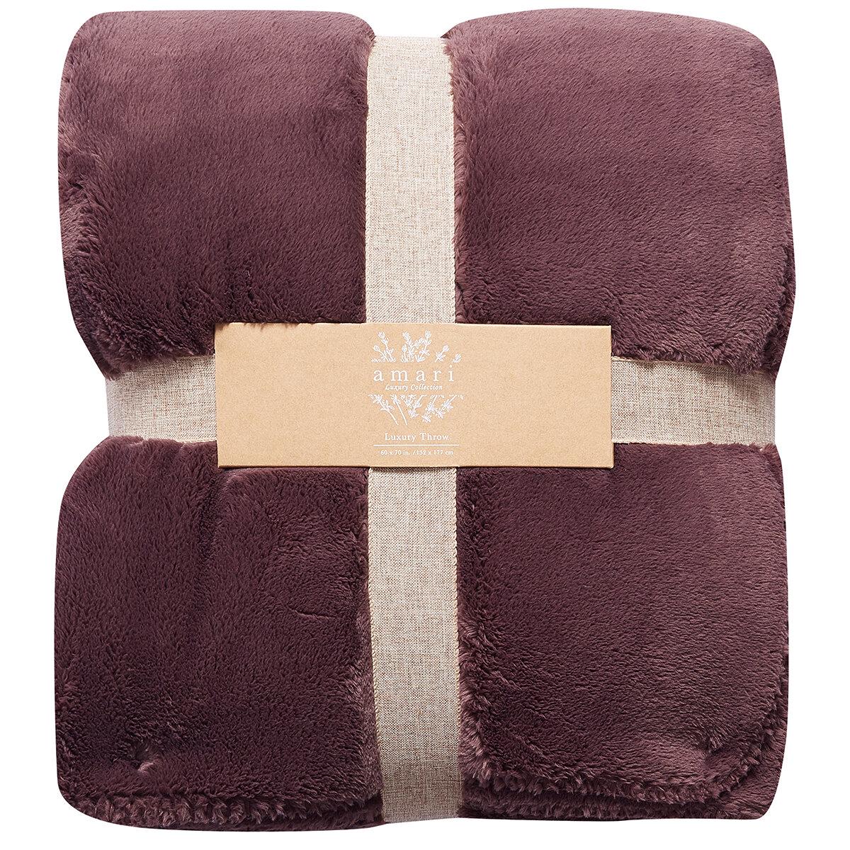 Amari Luxury Velvet Throw 152cm x 177cm Light Brown