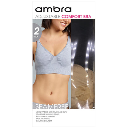 Ambra Comfort Bra 2 Pack Mocha and Grey