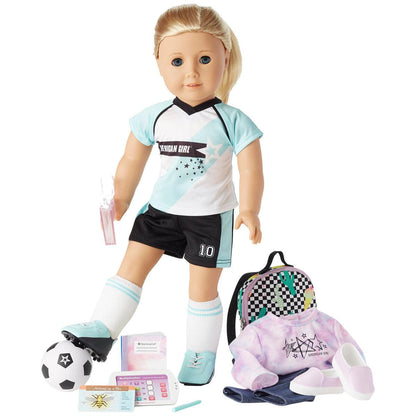 American Girl Doll #82 And School Day To Soccer Play Set 1615737