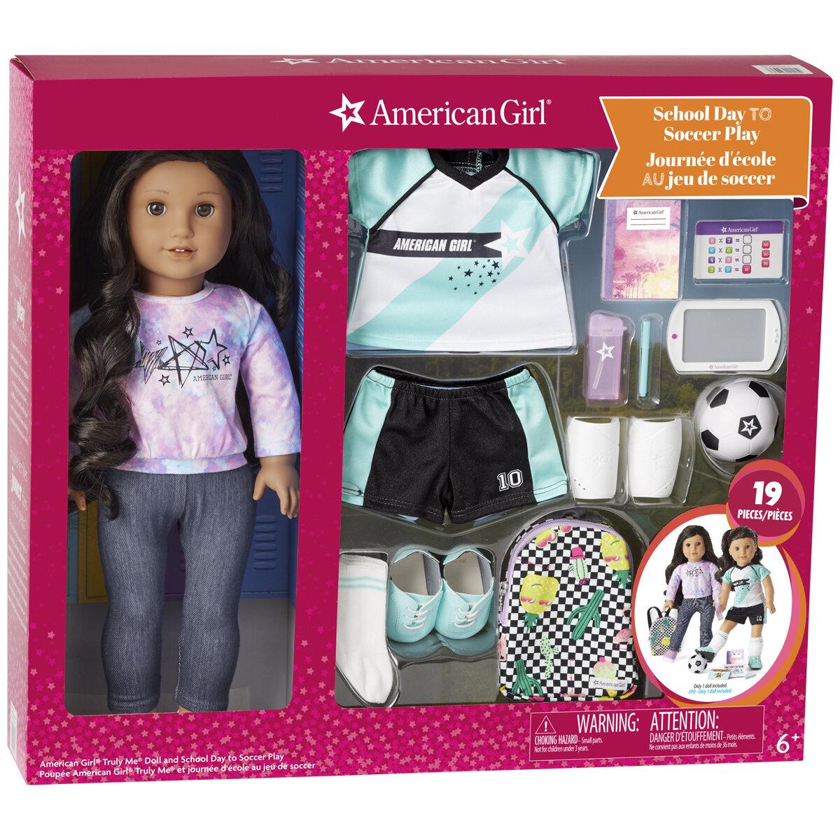 American Girl Doll #82 And School Day To Soccer Play Set 1615737