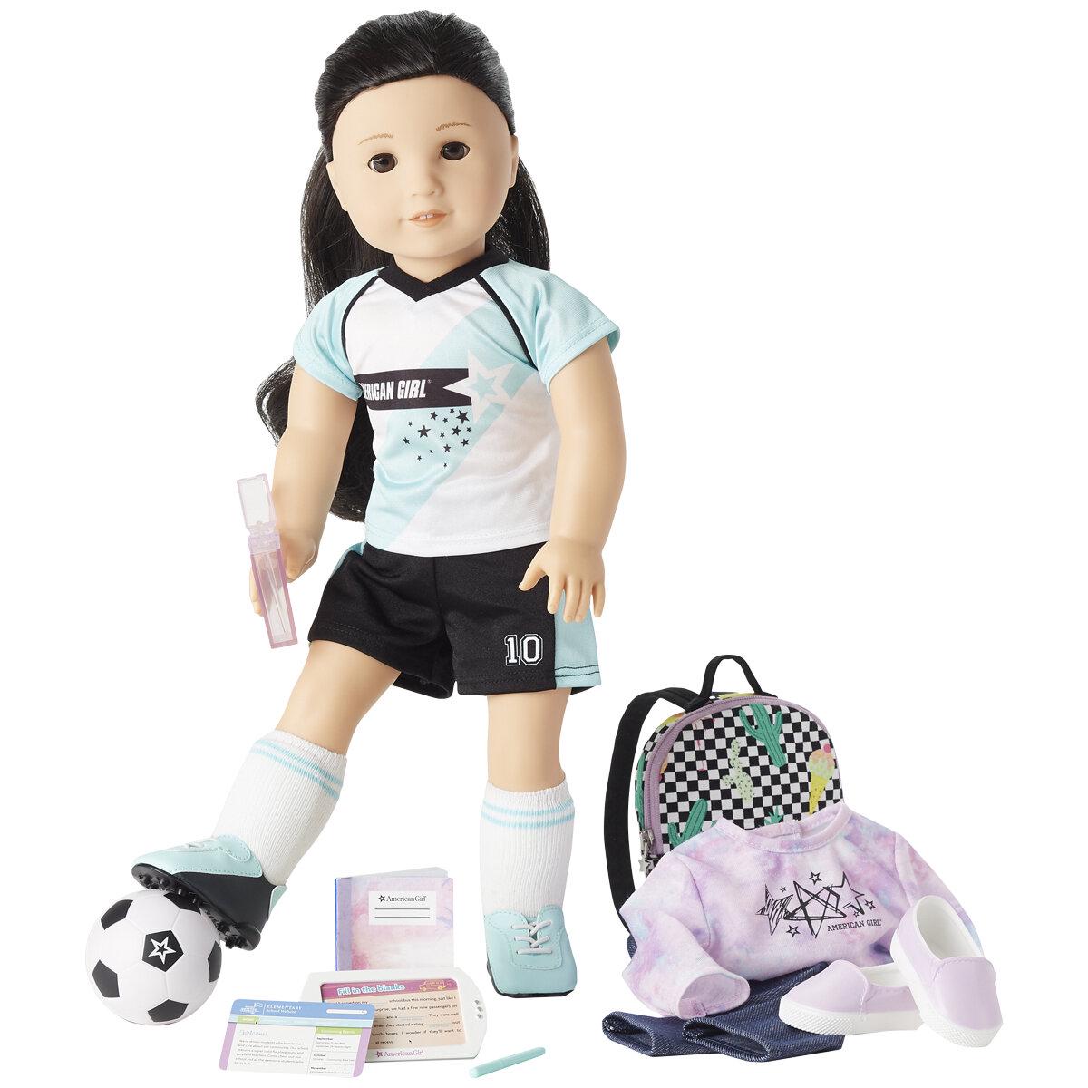 American Girl Doll #82 And School Day To Soccer Play Set 1615737