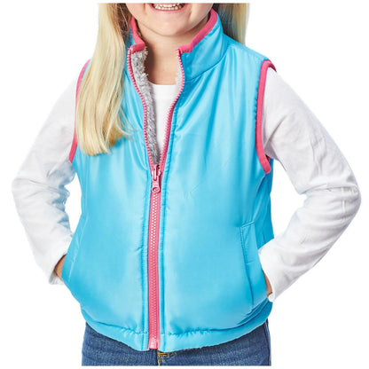 Andy and Evan Kids' Reversible Sherpa Vest Leopard and Pink