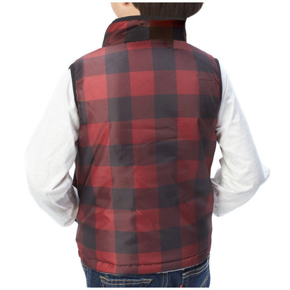 Andy and Evan Kids' Reversible Sherpa Vest Maroon and Grey