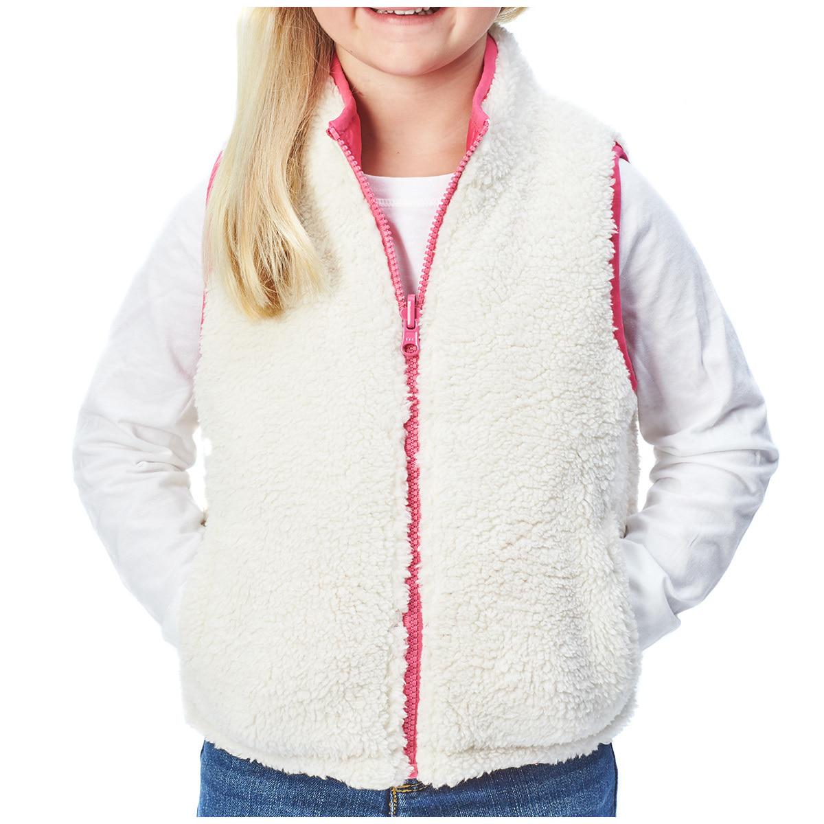 Andy and Evan Kids' Reversible Sherpa Vest Pink and Cream