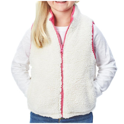 Andy and Evan Kids' Reversible Sherpa Vest Pink and Cream