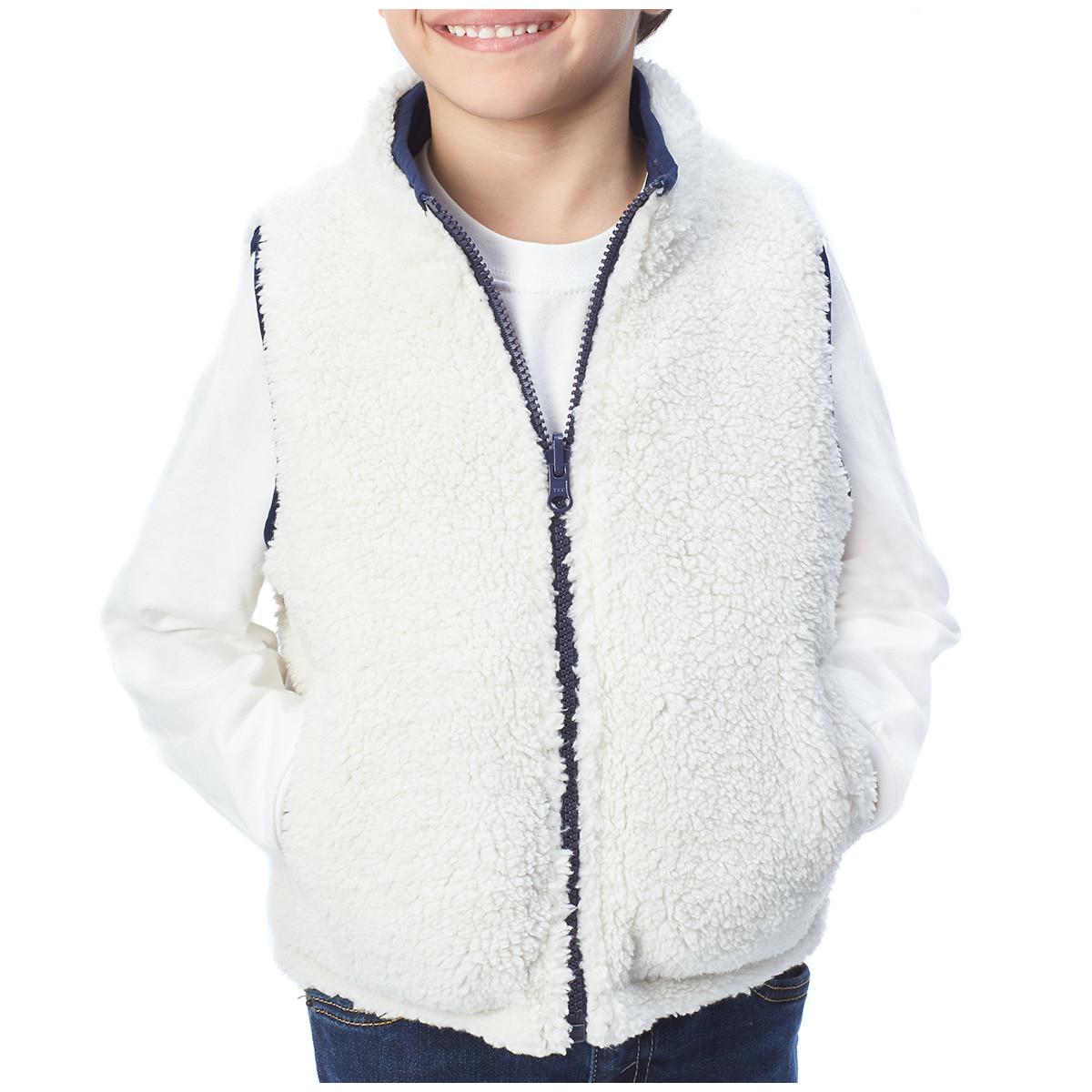 Andy and Evan Kids' Reversible Sherpa Vest Navy and Cream