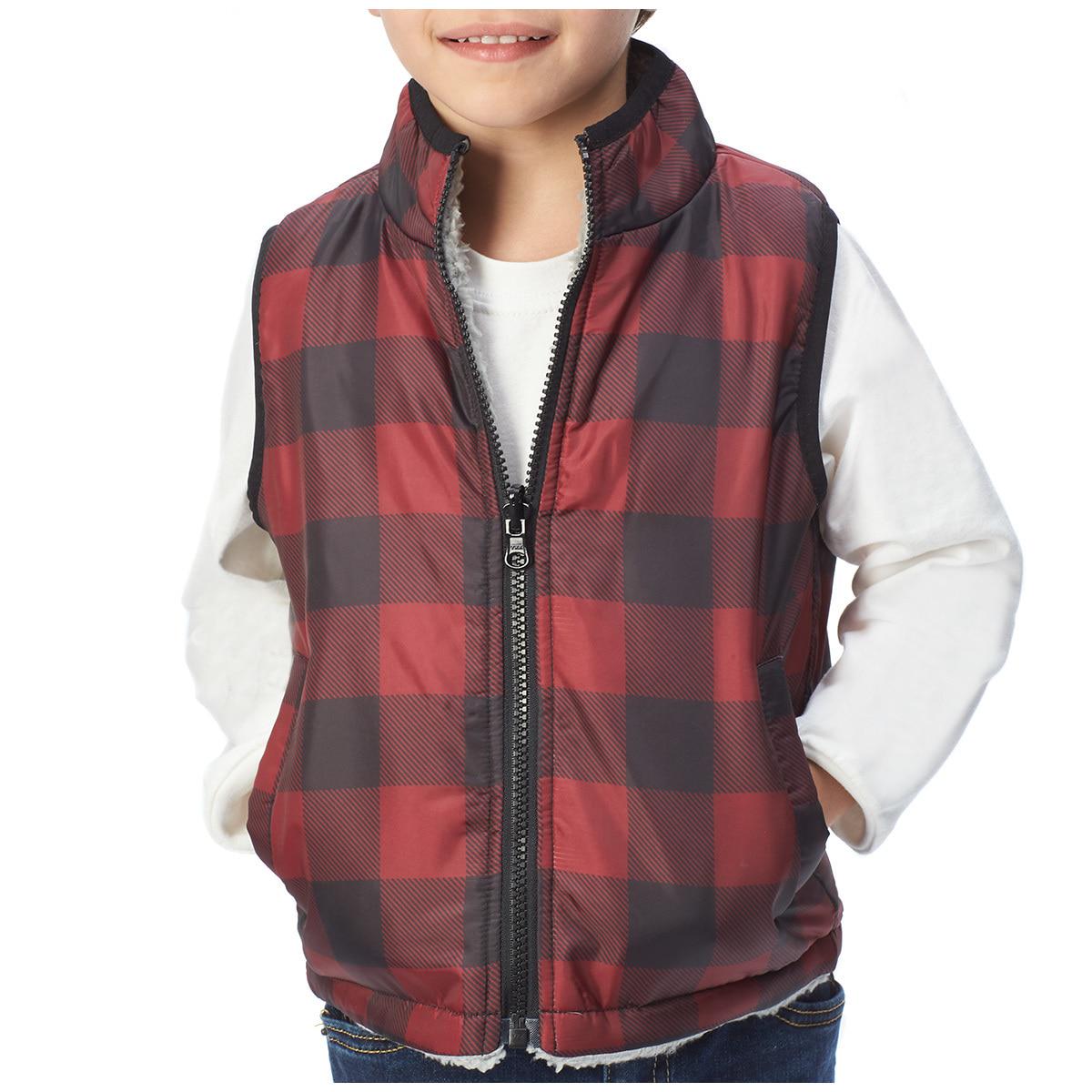 Andy and Evan Kids' Reversible Sherpa Vest Leopard and Pink