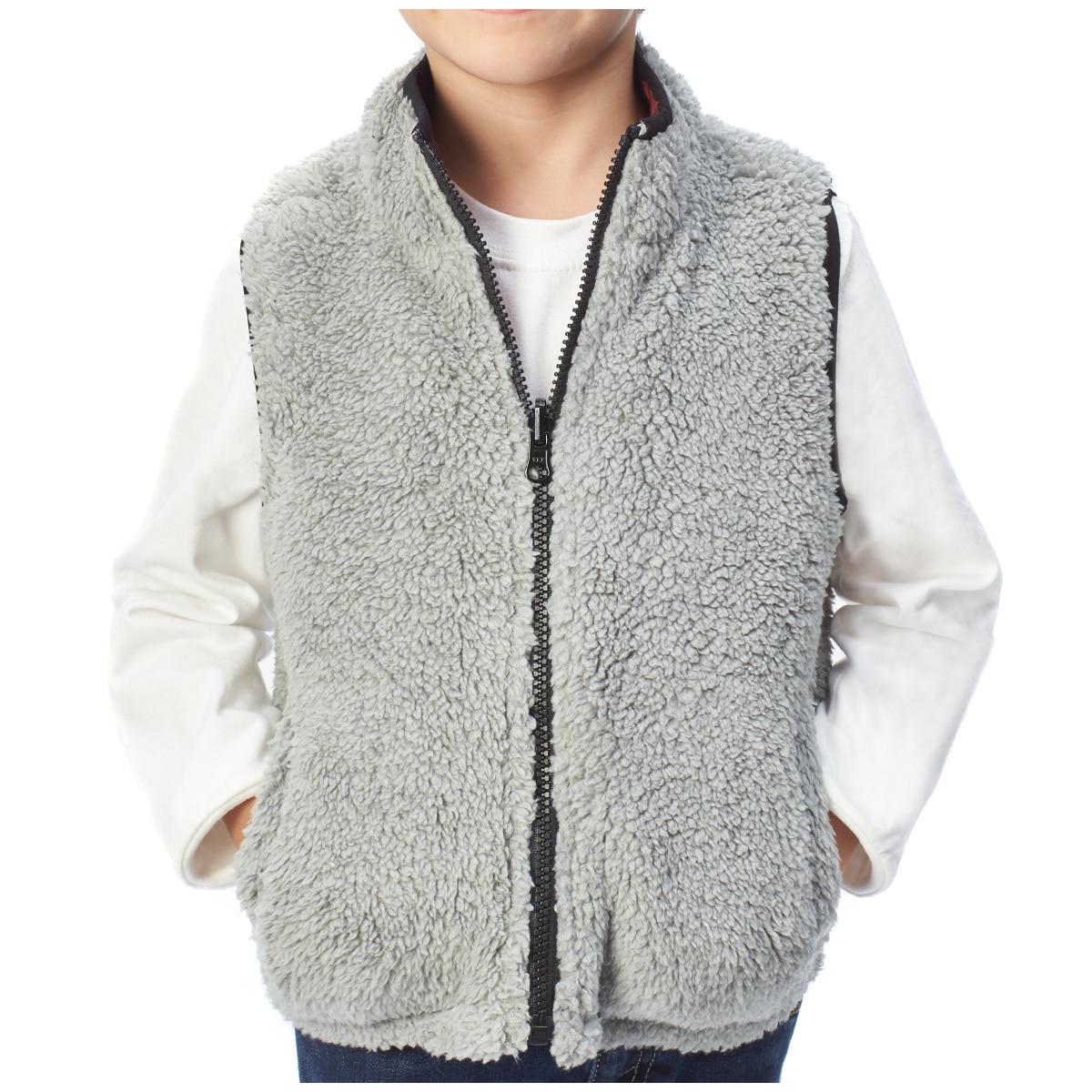 Andy and Evan Kids' Reversible Sherpa Vest Maroon and Grey