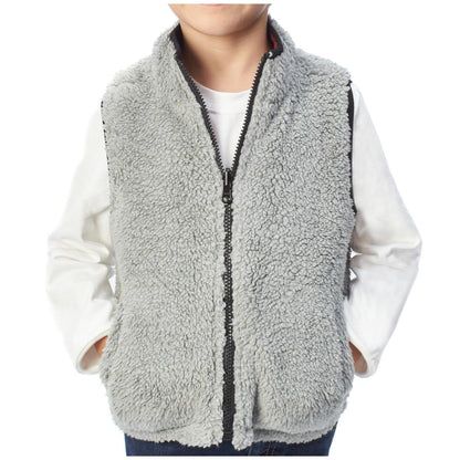 Andy and Evan Kids' Reversible Sherpa Vest Maroon and Grey
