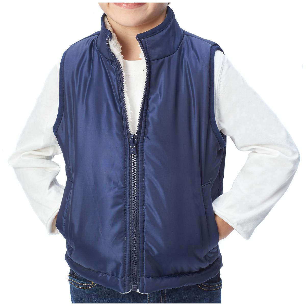 Andy and Evan Kids' Reversible Sherpa Vest Leopard and Pink