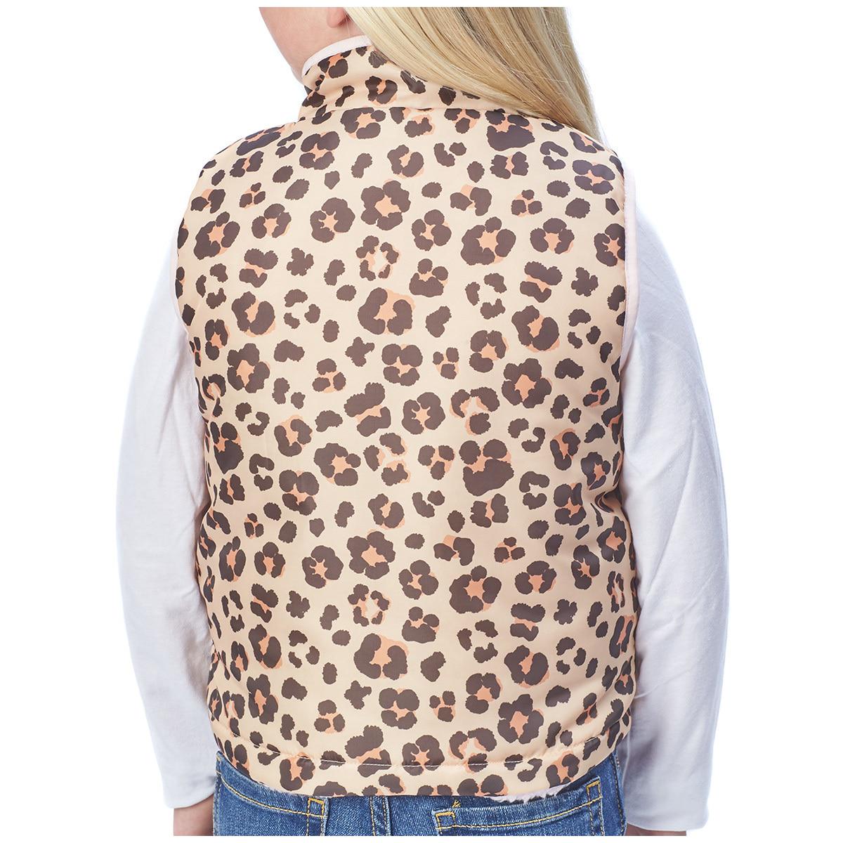 Andy and Evan Kids' Reversible Sherpa Vest Leopard and Pink