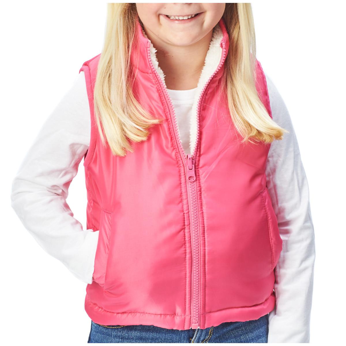 Andy and Evan Kids' Reversible Sherpa Vest Pink and Cream