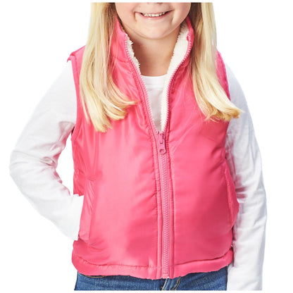Andy and Evan Kids' Reversible Sherpa Vest Pink and Cream