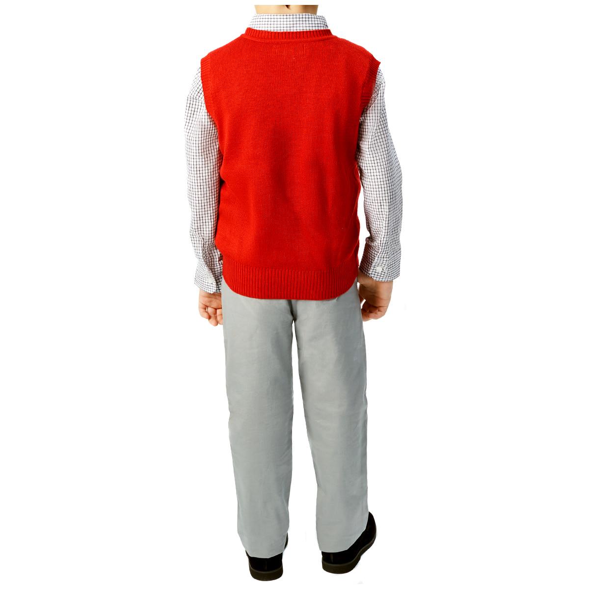 Andy and Evans Boy's 3pc Formal Set: Pants, Shirt, Vest and Bowtie Red/Grey