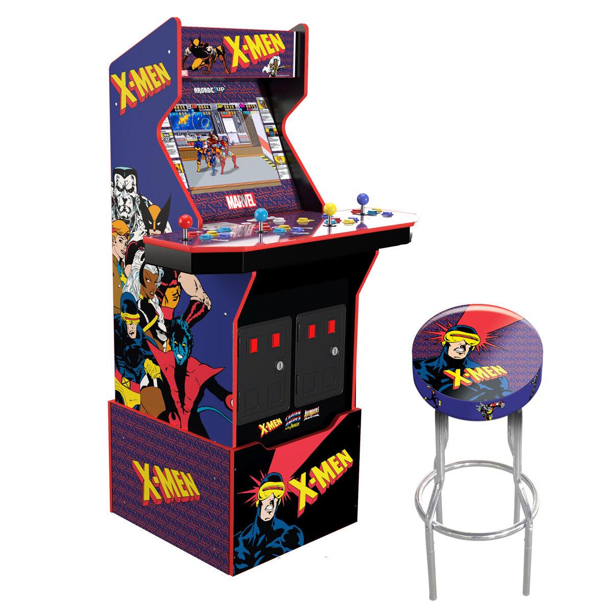 Arcade1Up X-Men 4-Player Gaming Arcade Cabinet With Stool And Bundle