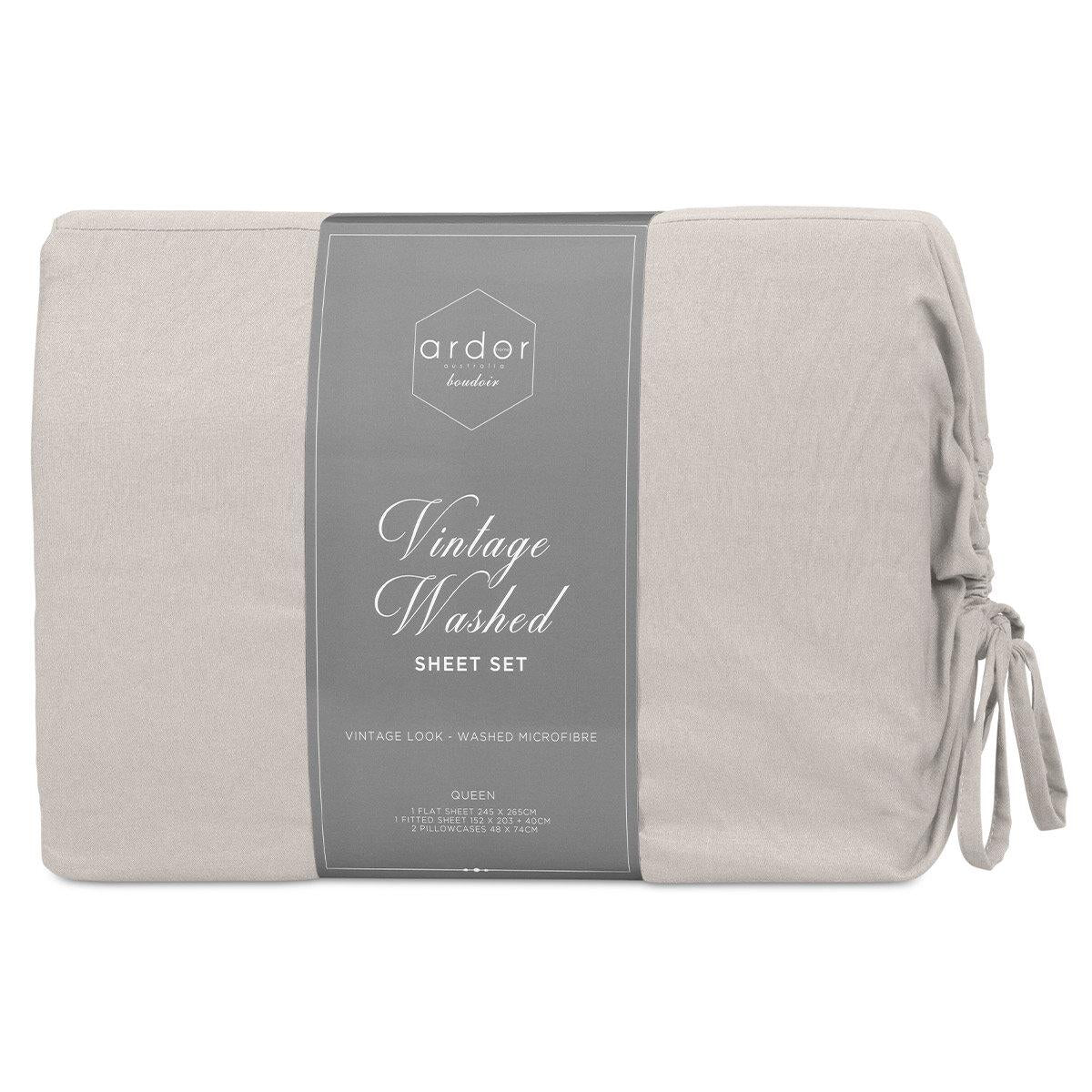 Ardor Boudoir Vintage Washed Sheet Set 4 Piece Queen Navy