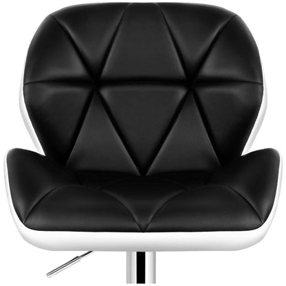 Artiss Black And White Gaslift Swivel Barstool With Rhombus Motif 2 Pack
