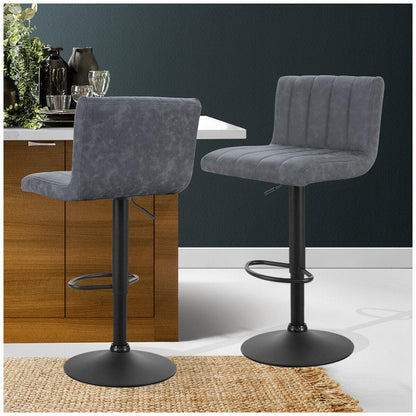 Artiss Gaslift Swivel Bar Stool Grey 2 Pack