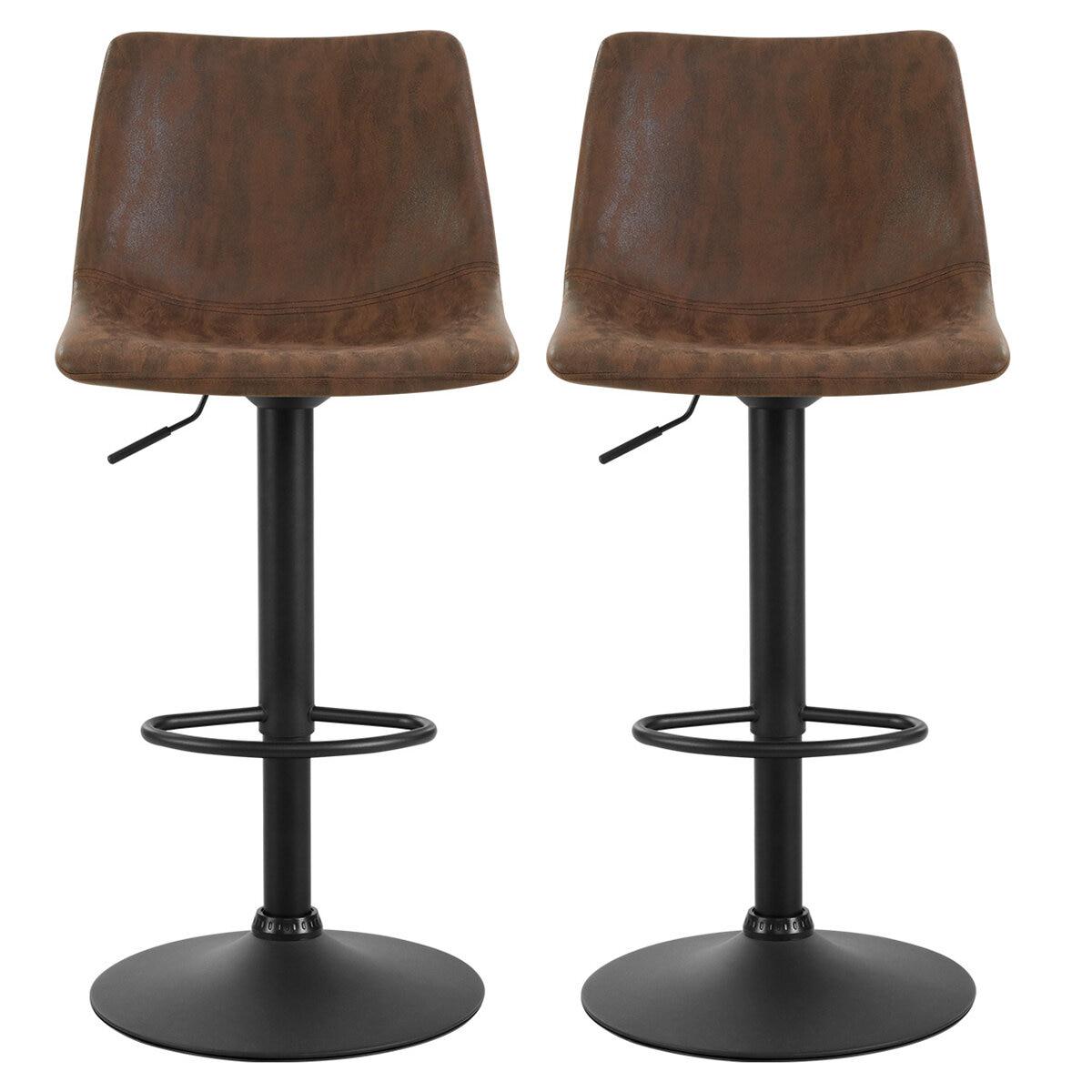 Artiss Kitchen Bar Stools Gas Lift Vintage Leather Brown 2 Pack