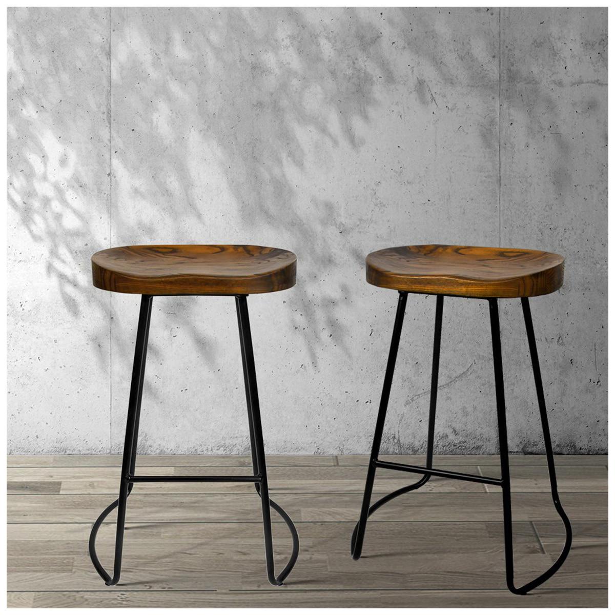 Artiss Vintage Tractor Barstool Black 2 Pack