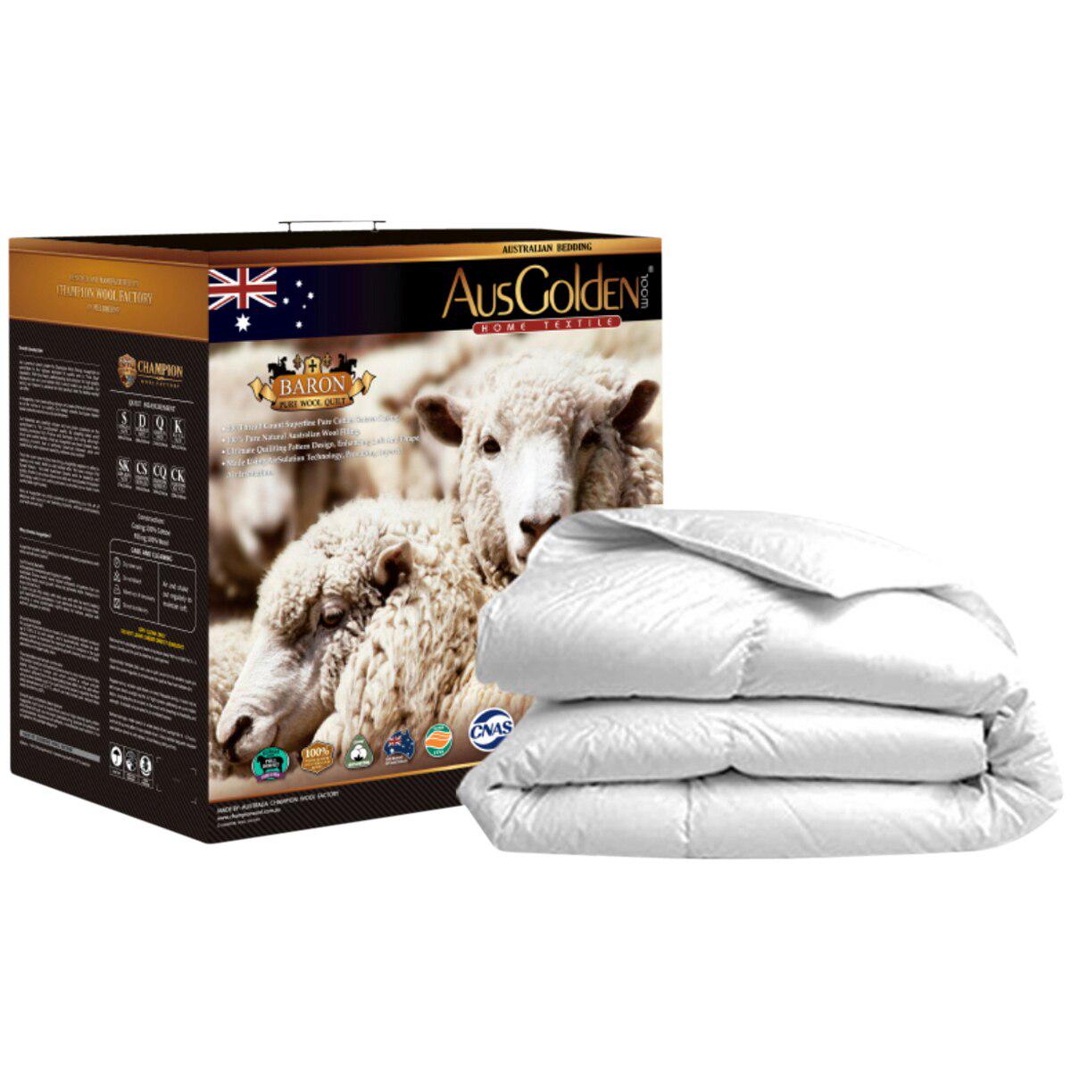 Ausgolden Baron Cotton Sateen And Pure Wool All Season Quilt King