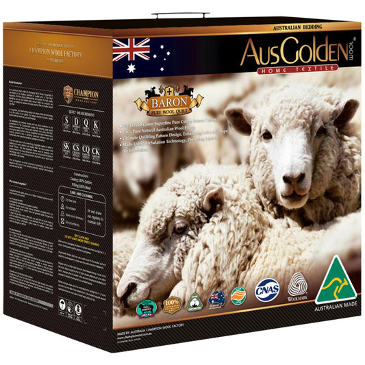 Ausgolden Baron Cotton Sateen And Pure Wool All Season Quilt King