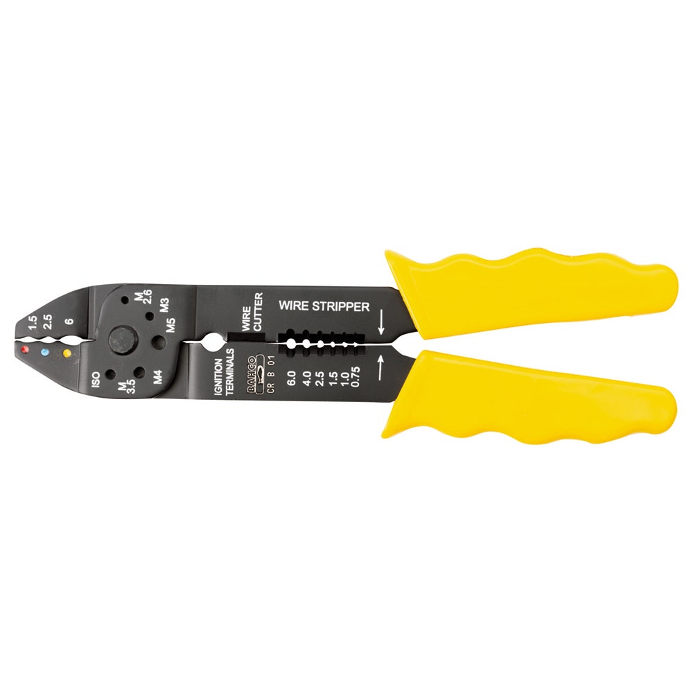 BAHCO 220mm 0.75-6mm Crimping Cutting Stripping Pliers with Yellow Handle CR B 01