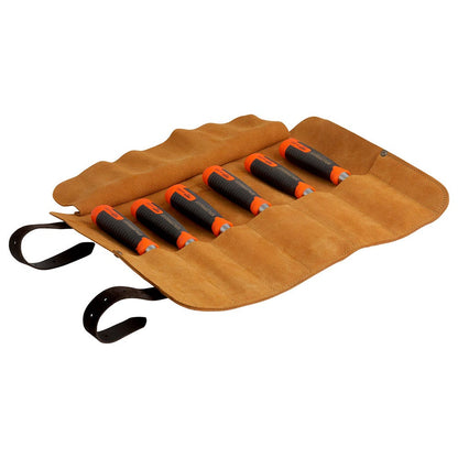 BAHCO ERGO 6 Pieces Splitproof Chisel Set In Leather Roll Pouch 434-S6-LR