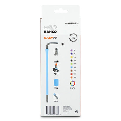 BAHCO Torx Coloured L-Key Set - 9 Piece C1997TORX 9P