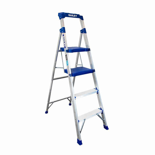 BAILEY 4 Step 135kg Aluminium Industrial Twin Platform Ladder FS14041